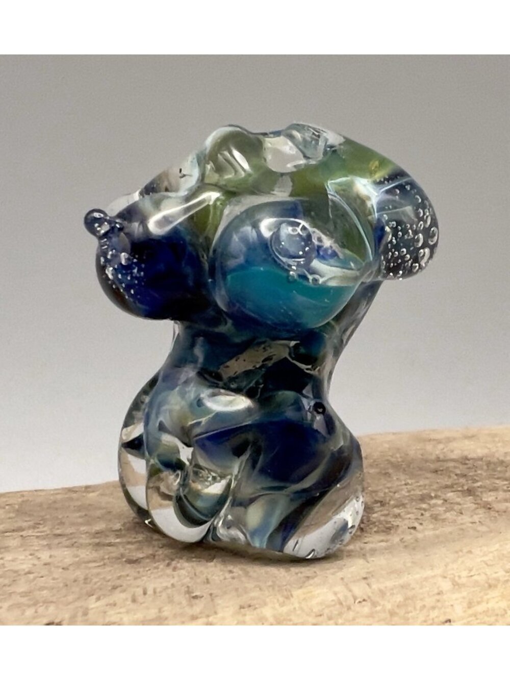 Murano Glass Bust Torso sculptural Blue Green Hand Blown Pendant